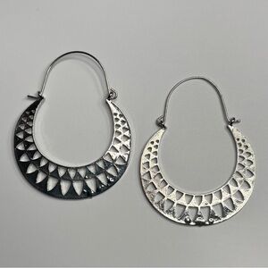 Elegant Silver Crescent Hoop Earrings